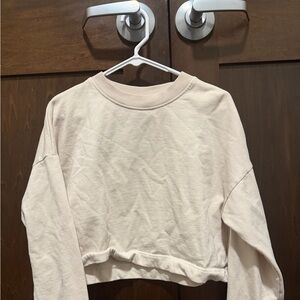 H&M Off-White Ribbed Collar Sweatshirt